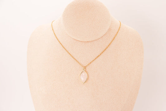 Pendentif | Amande en Quartz rose-1